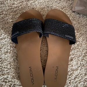 Volcom Women's Black and Brown Slide Sandals